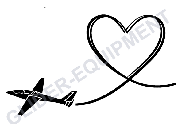 Sticker zweefvliegtuig -  Fox met hart 17cm [SZ0053]